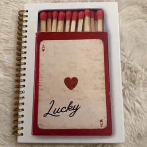 Lucky Matchbox Spiral Notebook - Red & Cream